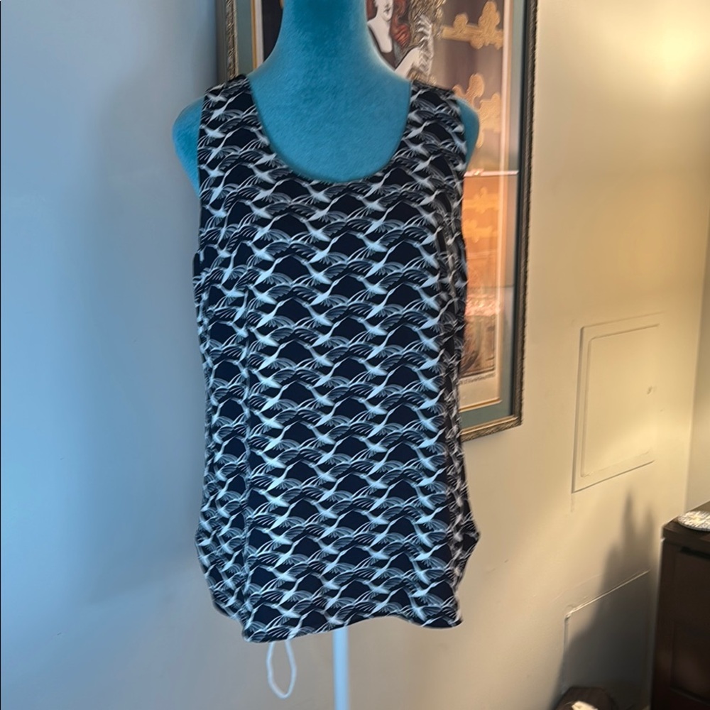 Navy and White Chicos REVERSIBLE  polyester top.